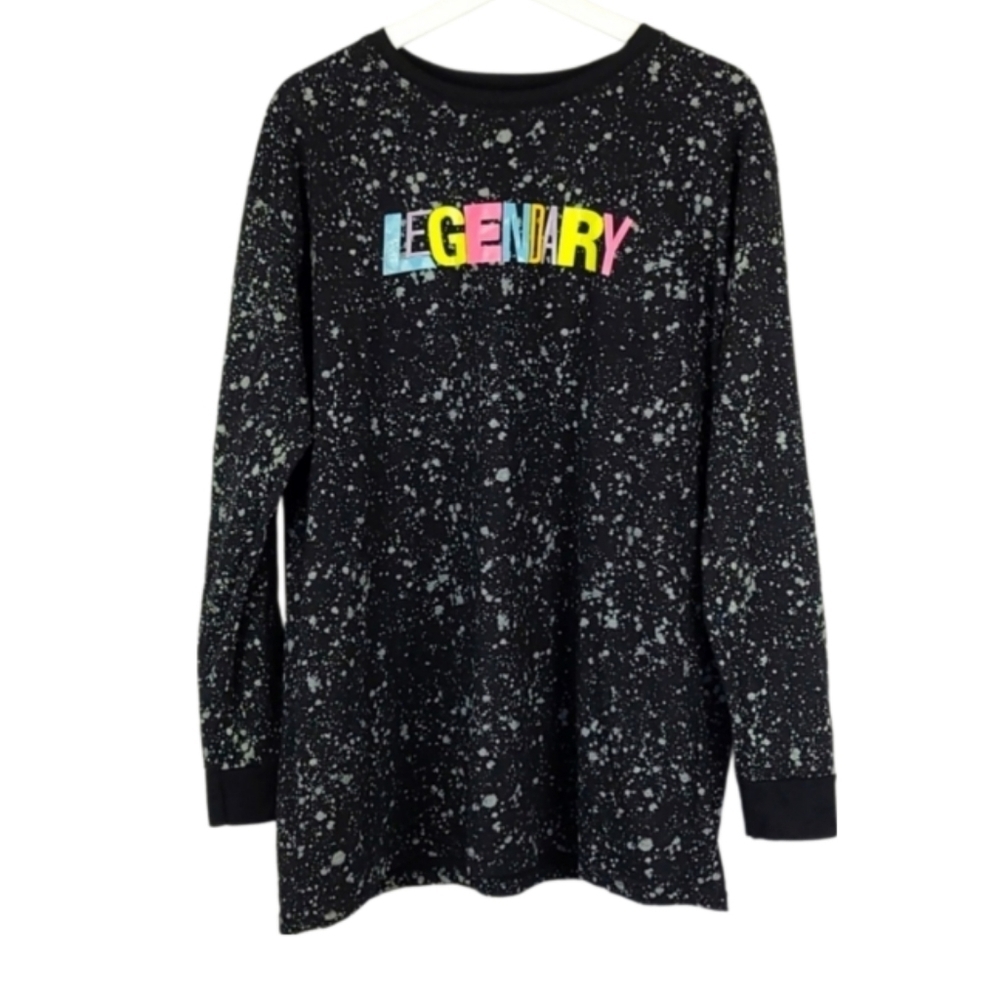 Legendary Longsleeve Crew Tshirt Top, Gray, Pastel Multi, Size XL